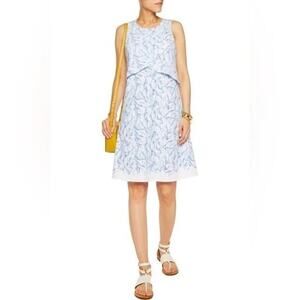 Tory Burch Kaley Dress Ellora Pima Cotton White Blue Shell Nautical Preppy M